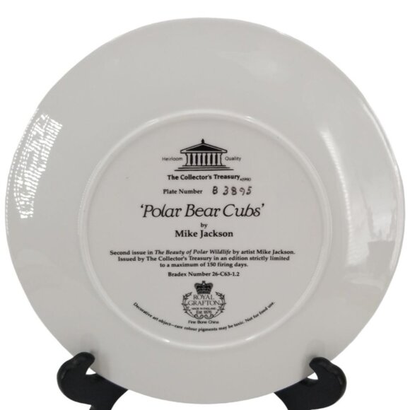 Polar Bear Cubs by Mike Jackson Royal Grafton The Collectors Treasure Plate 1990 - Picture 2 of 7